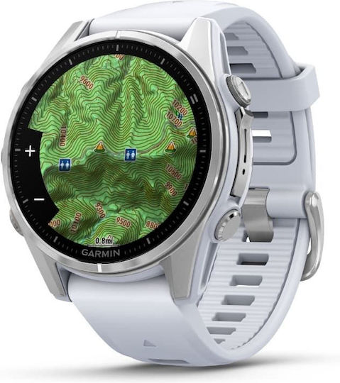 Garmin Fenix 8 Stainless Steel 43mm Αδιάβροχο Smartwatch με Παλμογράφο (Silver with Whitestone Silicone Band) - Image 2
