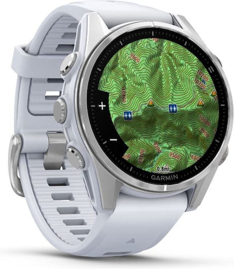 Garmin Fenix 8 Stainless Steel 43mm Αδιάβροχο Smartwatch με Παλμογράφο (Silver with Whitestone Silicone Band) - Image 3