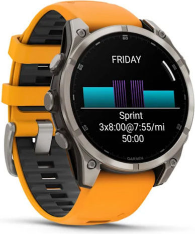 Garmin Fenix 8 Titanium 47mm Αδιάβροχο Smartwatch με Παλμογράφο (Sapphire, Titanium With Spark Orange/Graphite Silicone Band) - Image 2