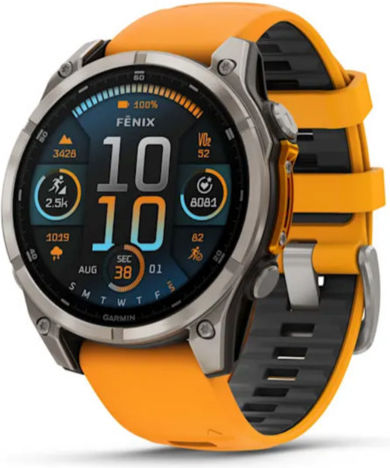 Garmin Fenix 8 Titanium 47mm Αδιάβροχο Smartwatch με Παλμογράφο (Sapphire, Titanium With Spark Orange/Graphite Silicone Band) - Image 3