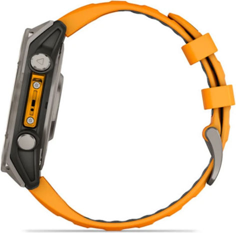 Garmin Fenix 8 Titanium 47mm Αδιάβροχο Smartwatch με Παλμογράφο (Sapphire, Titanium With Spark Orange/Graphite Silicone Band) - Image 4