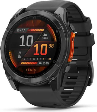 Garmin Fenix 8 Stainless Steel 51mm Αδιάβροχο Smartwatch με Παλμογράφο (Slate Grey With Black Silicone Band)
