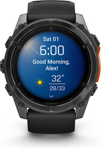 Garmin Fenix 8 Stainless Steel 51mm Αδιάβροχο Smartwatch με Παλμογράφο (Slate Grey With Black Silicone Band) - Image 2