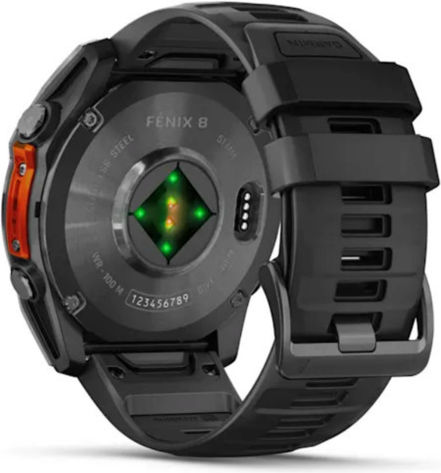 Garmin Fenix 8 Stainless Steel 51mm Αδιάβροχο Smartwatch με Παλμογράφο (Slate Grey With Black Silicone Band) - Image 6