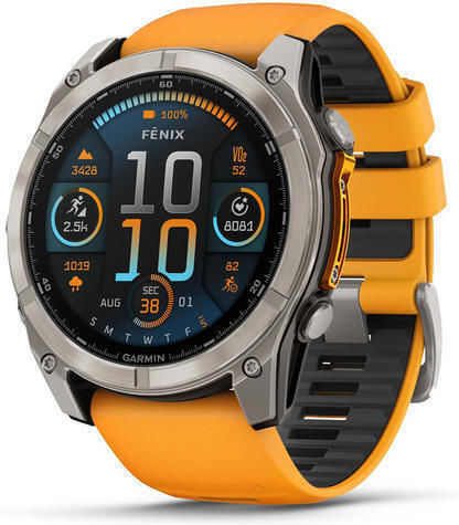 Garmin Fenix 8 Titanium 51mm Αδιάβροχο Smartwatch με Παλμογράφο (Sapphire, Titanium With Spark Orange/Graphite Silicone Band) - Image 2