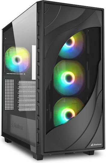 Sharkoon Rebel C80G RGB Gaming Midi Tower Κουτί Υπολογιστή με Πλαϊνό Παράθυρο Μαύρο