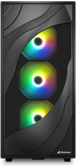Sharkoon Rebel C80G RGB Gaming Midi Tower Κουτί Υπολογιστή με Πλαϊνό Παράθυρο Μαύρο - Image 2