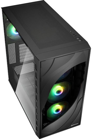 Sharkoon Rebel C80G RGB Gaming Midi Tower Κουτί Υπολογιστή με Πλαϊνό Παράθυρο Μαύρο - Image 3