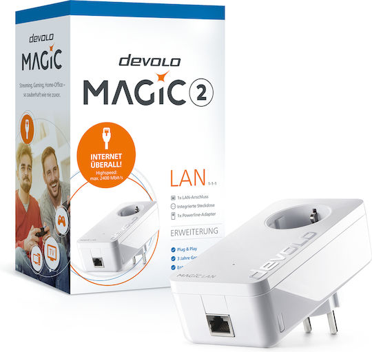 Devolo Magic 2 LAN 1|1 (DE) Powerline για Ενσύρματη Σύνδεση με Passthrough Πρίζα και Θύρα Gigabit Ethernet - Image 2