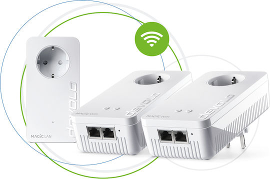 Devolo Magic 2 WiFi Next Multiroom Kit (DE) Powerline Τριπλό για Ασύρματη Σύνδεση Wi‑Fi 5 με Passthrough Πρίζα και 2 Θύρες Gigabit Ethernet