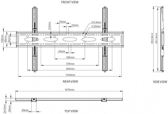 B-Tech BT9903 Βάση Τηλεόρασης Τοίχου έως 65" και 200kg Μαύρο - Image 5