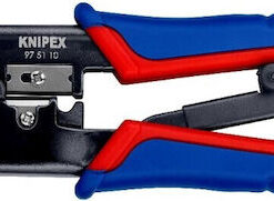 Knipex Πρέσα Ακροδεκτών Δικτύου RJ12, RJ45 με Απογυμνωτή & Μηχανισμό Καστάνιας (Μήκος 190mm) 97 51 10