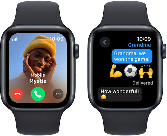 Apple Watch SE 2023 Cellular Aluminium 44mm Αδιάβροχο με eSIM και Παλμογράφο (Midnight με Midnight Sport Band (M/L)) - Image 3