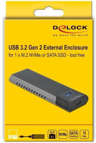 DeLock Θήκη για Σκληρό Δίσκο M.2 PCI Express / SATA III με σύνδεση Type-C σε Γκρι χρώμα 42638 - Image 3