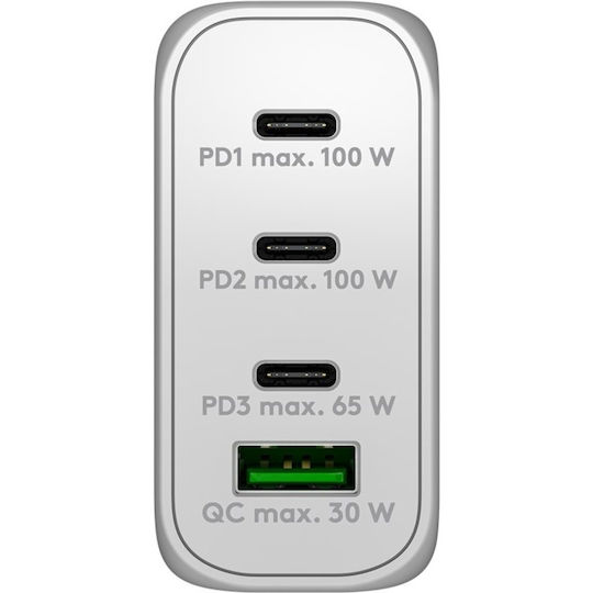 Goobay Φορτιστής Χωρίς Καλώδιο με Θύρα USB-A και 3 Θύρες USB-C 100W Power Delivery / Quick Charge 3.0 Λευκός (65556) - Image 4