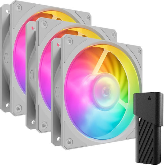 CoolerMaster Mobius 120P Case Fan με ARGB Φωτισμό και Σύνδεση 4-Pin PWM 3τμχ Λευκό - Image 3