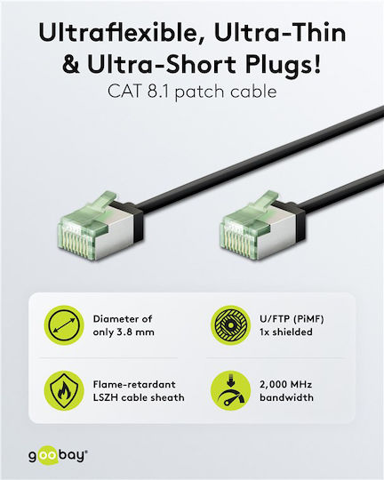 Goobay U/FTP (STP) Καλώδιο Δικτύου Ethernet 1m Μαύρο 1τμχ 74353 - Image 2