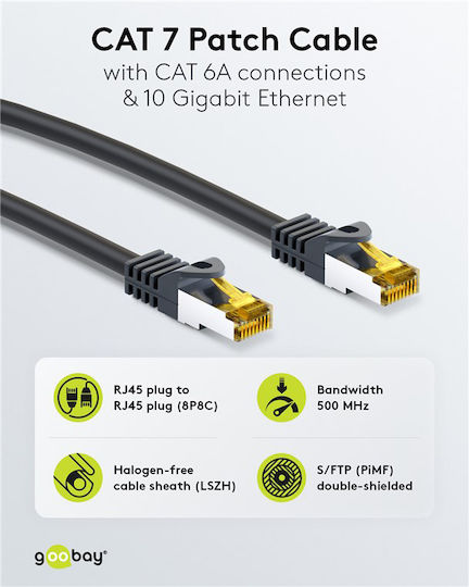 Goobay S/FTP Cat.7 Καλώδιο Δικτύου Ethernet 0.5m Μαύρο 1τμχ 91581 - Image 4