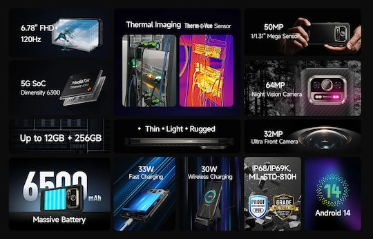 Ulefone Armor 25T Pro 5G Dual SIM (6/256GB) Ανθεκτικό Smartphone Frost Black - Image 8