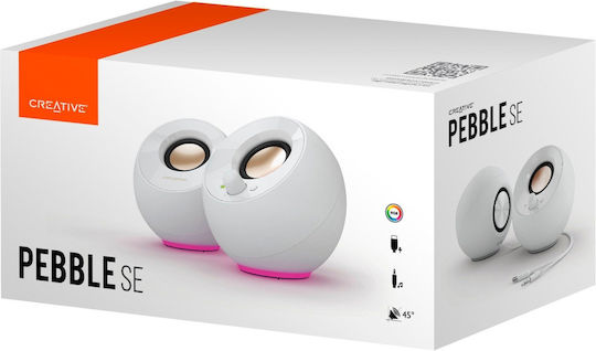 Creative Pebble SE USB-C Ηχεία Υπολογιστή 2.0 με RGB Φωτισμό και Ισχύ 4.4W σε Λευκό Χρώμα - Image 4