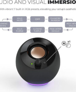 Alternative view of Creative Pebble SE USB-C Ηχεία Υπολογιστή 2.0 με RGB Φωτισμό και Ισχύ 4.4W σε Μαύρο Χρώμα