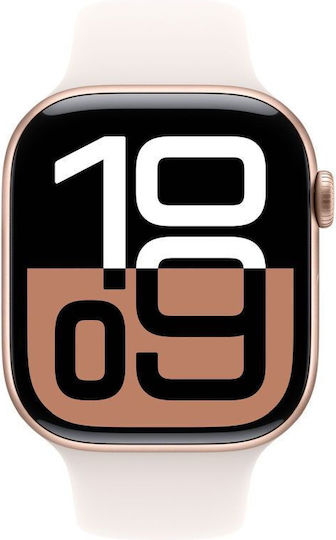 Apple Watch Series 10 Aluminium 42mm Αδιάβροχο με Παλμογράφο (Rose Gold με Light Blush Sport Band (M/L)) - Image 2