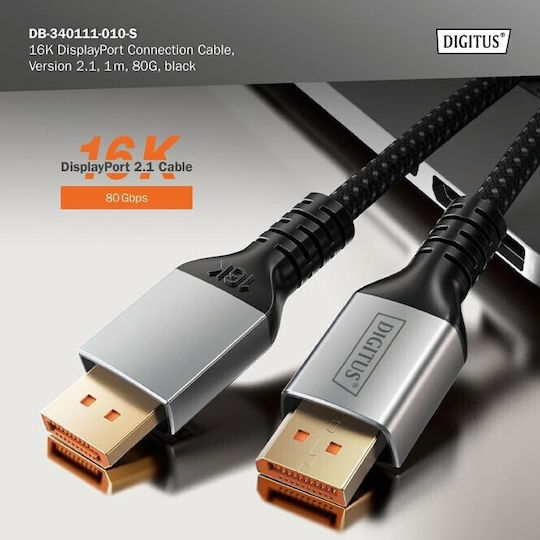Digitus Cable DisplayPort male - DisplayPort male Μαύρο (DB340111010S) - Image 3