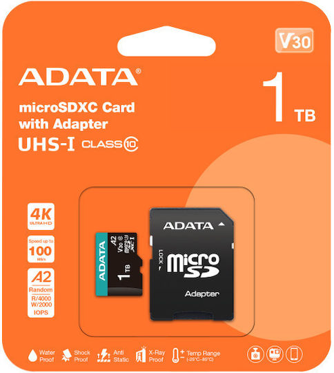Adata SDXC 1TB Class 10 U3 V30 A2 UHS-I με αντάπτορα - Image 3