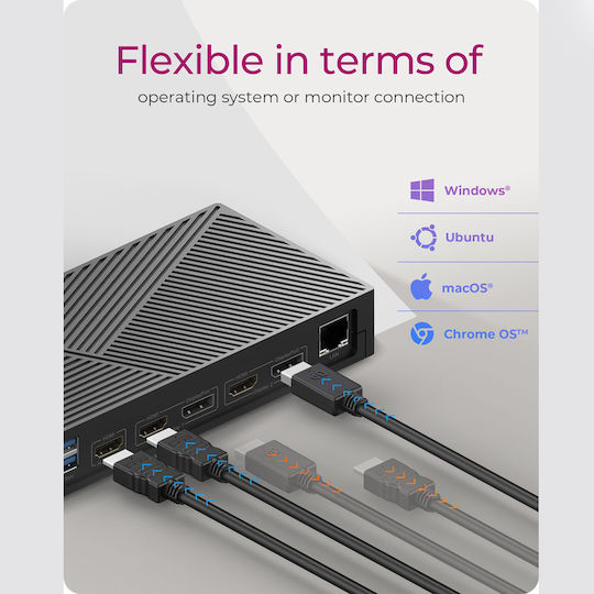 Icy Box USB-C Docking Station με HDMI/DisplayPort 4K PD Ethernet Μαύρο (IB-DK2246AC) - Image 8