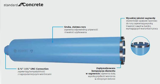 Bosch Διαμαντοκορώνα Καροτιέρας Υγρής Κοπής με Διάμετρο από 10mm έως 450mm για Μπετό 2608601736 - Image 2