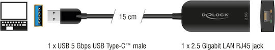 DeLock 66045 USB Αντάπτορας Δικτύου για Ενσύρματη σύνδεση Ethernet - Image 2