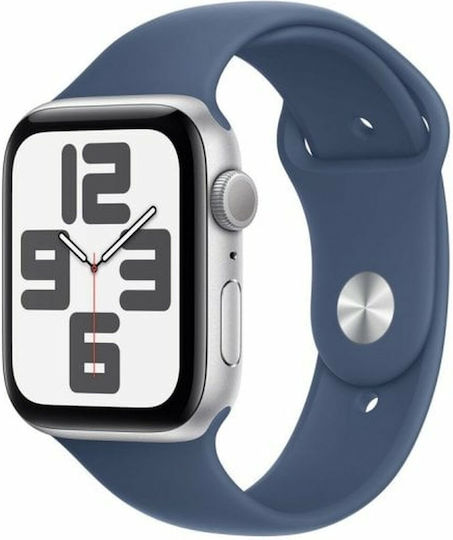 Apple Watch SE 2024 Aluminium 44mm Αδιάβροχο με Παλμογράφο (Silver με Denim Sport Band (M/L)) - Image 2