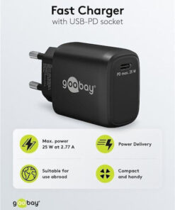 Alternative view of Goobay Φορτιστής Χωρίς Καλώδιο με Θύρα USB-C 25W Power Delivery Μαύρος (65367)