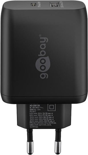 Goobay Φορτιστής Χωρίς Καλώδιο με Θύρα USB-A και Θύρα USB-C 45W Power Delivery Μαύρος (65411) - Image 4