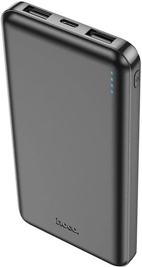 Hoco J100 Power Bank 10000mAh με 2 Θύρες USB-A Μαύρο