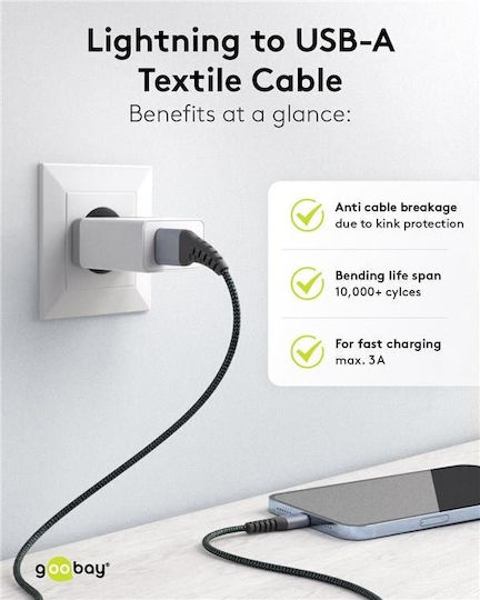 Goobay Braided USB to Lightning Cable Γκρι 2m (49269) - Image 4