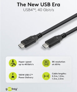 Alternative view of Goobay USB 3.0 Cable USB-C male - USB-C 100W Μαύρο 2m 74193