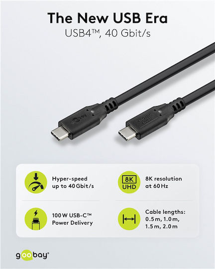 Goobay USB 3.0 Cable USB-C male - USB-C 100W Μαύρο 2m 74193 - Image 2