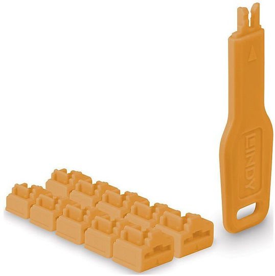 Port Locks Lindy Rj45 Orange 10 Pcs + 1 Key - Image 2