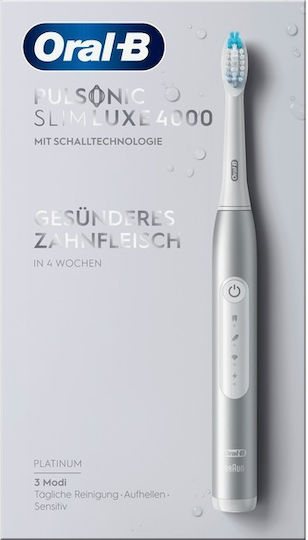 Oral-B Pulsonic Slim Luxe 4000 Ηλεκτρική Οδοντόβουρτσα με Χρονομετρητή και Αισθητήρα Πίεσης Ασημί - Image 3