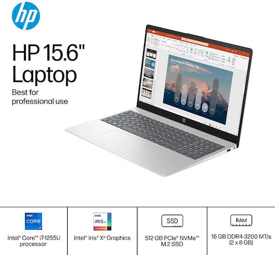 HP 15-fd0107dx 15.6" IPS FHD (i7-1255U/16GB/512GB SSD/W11 S) (US Keyboard) - Image 4