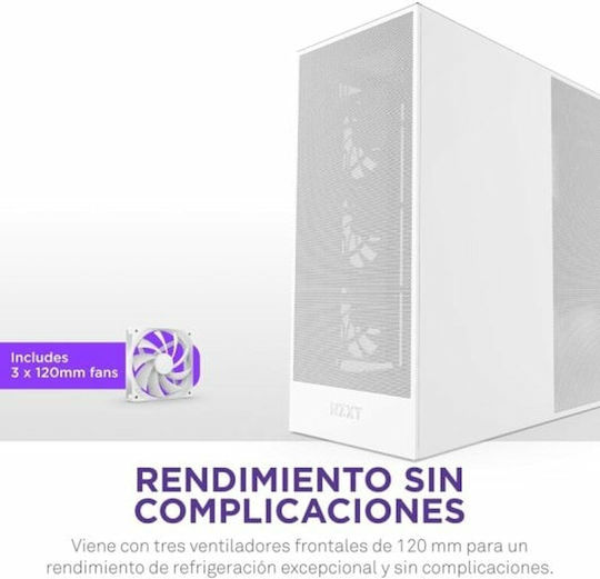 NZXT H7 Flow (2024) Gaming Midi Tower Κουτί Υπολογιστή με Πλαϊνό Παράθυρο Λευκό - Image 5