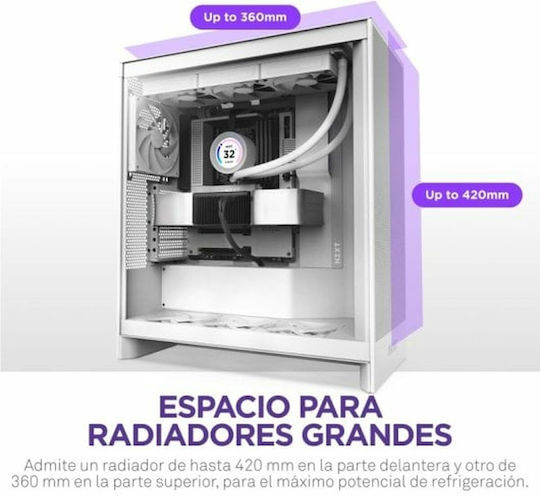NZXT H7 Flow (2024) Gaming Midi Tower Κουτί Υπολογιστή με Πλαϊνό Παράθυρο Λευκό - Image 9