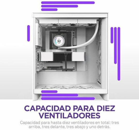 NZXT H7 Flow (2024) Gaming Midi Tower Κουτί Υπολογιστή με Πλαϊνό Παράθυρο Λευκό - Image 7