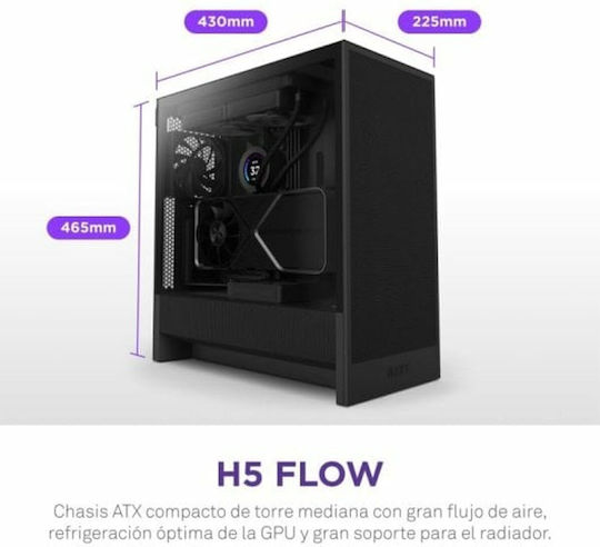 NZXT H5 Flow Midi Tower Κουτί Υπολογιστή με Πλαϊνό Παράθυρο Μαύρο - Image 7