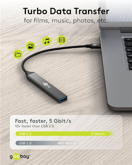 Goobay USB 3.2 Hub 4 Θυρών με σύνδεση USB-C Γκρι (74459) - Image 6