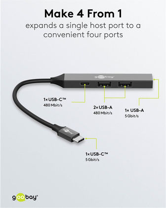 Goobay USB 3.2 Hub 4 Θυρών με σύνδεση USB-C Γκρι (74459) - Image 10