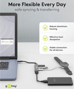 Alternative view of Goobay USB 3.2 Hub 4 Θυρών με σύνδεση USB-C Γκρι (74457)