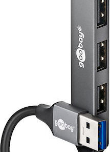 Goobay USB 3.2 Hub 4 Θυρών με σύνδεση USB-A Γκρι (74456)