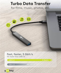 Alternative view of Goobay USB 3.2 Hub 4 Θυρών με σύνδεση USB-A Γκρι (74456)
